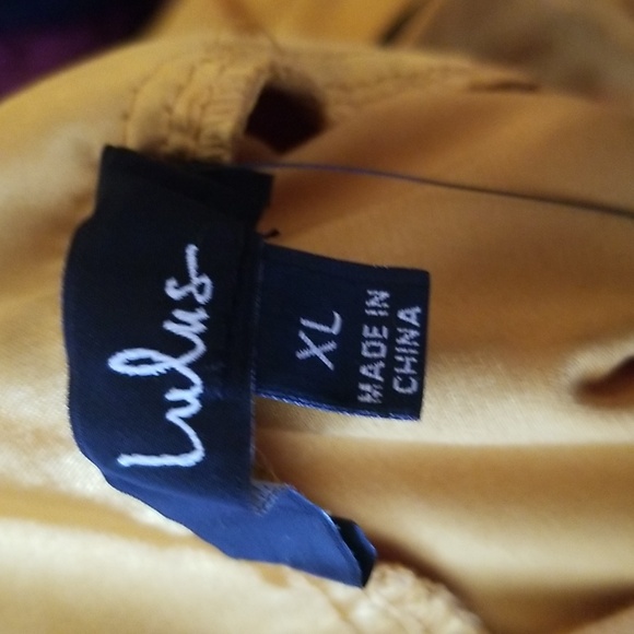 Lulu's Mustard Yellow Golden Slit Front Crisscross Back Gown XL as is* - Picture 8 of 12